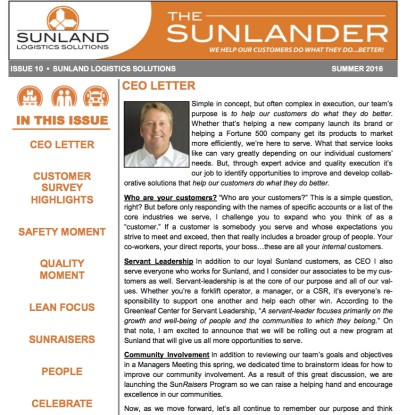 Sunlander – Summer 2016 Newsletter
